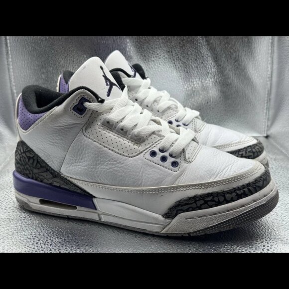 Size 7Y - Nike Air Jordan‎ 3 Retro Shoes Boys Purple White Sneakers DM0967-105 - Picture 2 of 12